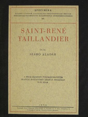 Szabó Aladár - Saint-René Taillandier [antikvár]