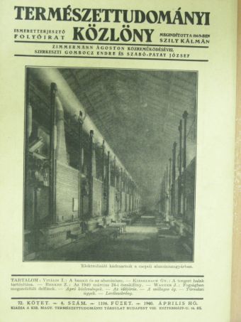 Dr. Berkes Zoltán - Természettudományi Közlöny 1940. április [antikvár]