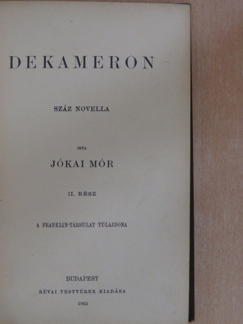 Jókai Mór - Dekameron II. (töredék) [antikvár]