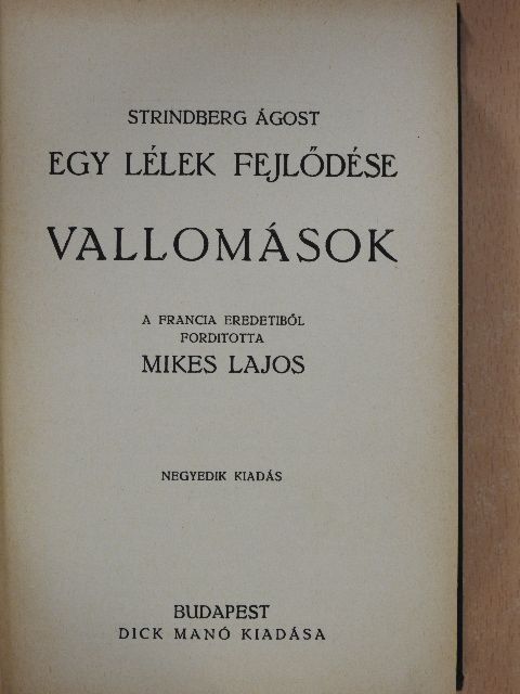 Strindberg Ágost - Egy lélek fejlődése V. [antikvár]