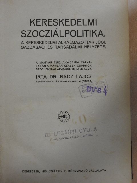 Dr. Rácz Lajos - Kereskedelmi szocziálpolitika [antikvár]