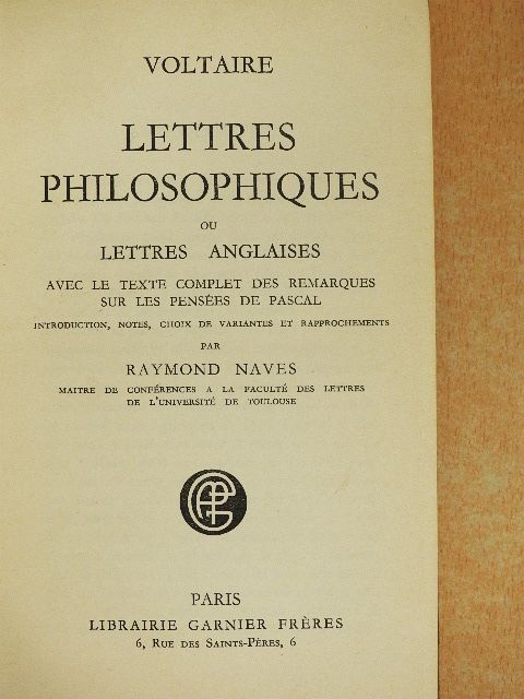 Voltaire - Lettres philosophiques  [antikvár]