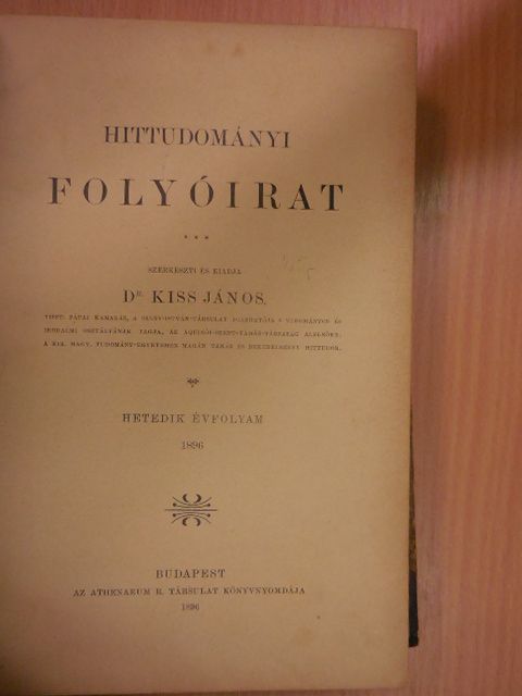 Biró Dezső - Hittudományi folyóirat 1896. [antikvár]