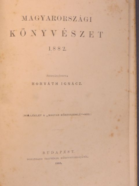 Magyarországi könyvészet 1882. [antikvár]