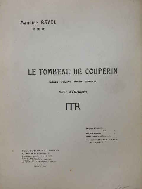 Maurice Ravel - Le Tombeau de Couperin [antikvár]