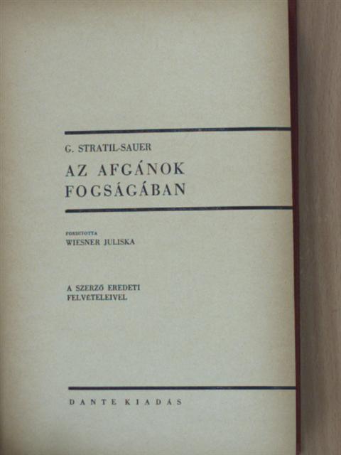 G. Stratil-Sauer - Az afgánok fogságában [antikvár]