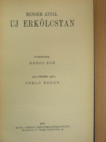 Menger Antal - Uj erkölcstan [antikvár]