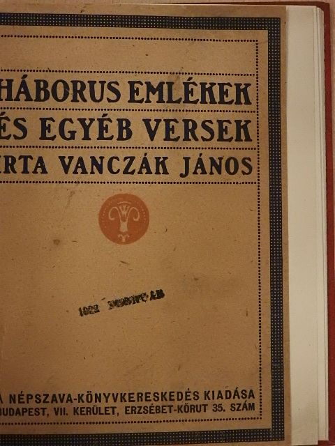 Vanczák János - Háborus emlékek és egyéb versek [antikvár]