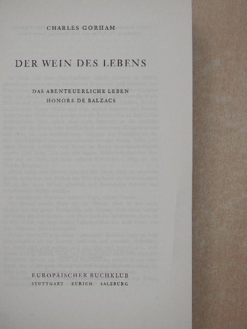 Charles Gorham - Der Wein des Lebens [antikvár]