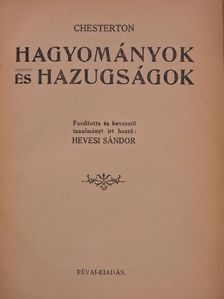 Chesterton - Hagyományok és hazugságok [antikvár]
