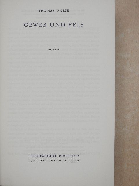 Thomas Wolfe - Geweb und Fels [antikvár]