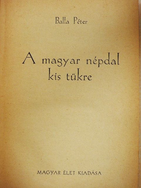 Balla Péter - A magyar népdal kis tükre [antikvár]