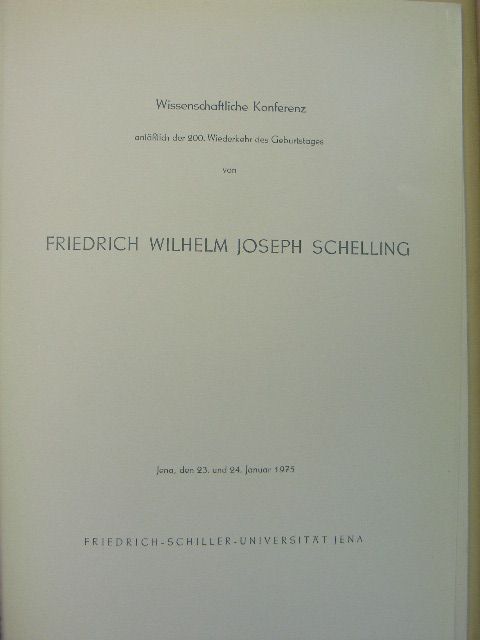 Wissenschaftliche Konferenz anläßlich der 200. Wiederkehr des Geburtstages von Friedrich Wilhelm Joseph Schelling [antikvár]