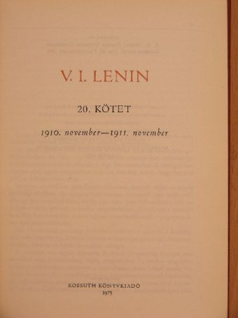 Vlagyimir Iljics Lenin - V. I. Lenin összes művei 20. [antikvár]