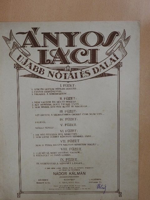 Ányos Laci - Ányos Laci ujabb nótái és dalai IX. [antikvár]
