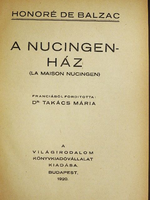 Balzac - A Nucingen-ház [antikvár]