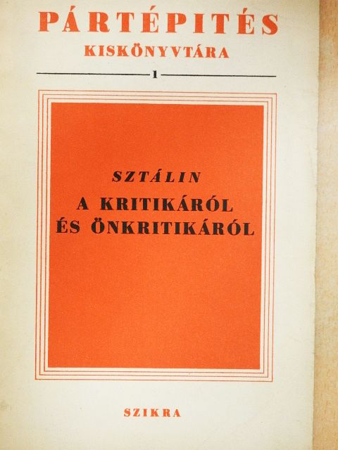 Sztálin - A kritikáról és önkritikáról [antikvár]