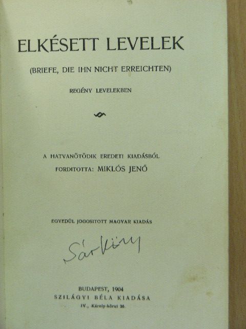 Elkésett levelek [antikvár]