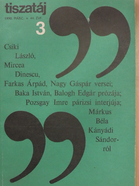 Baka István - Tiszatáj 1990. március [antikvár]