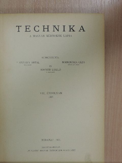 Andreich Jenő - Technika 1927. (nem teljes évfolyam) [antikvár]