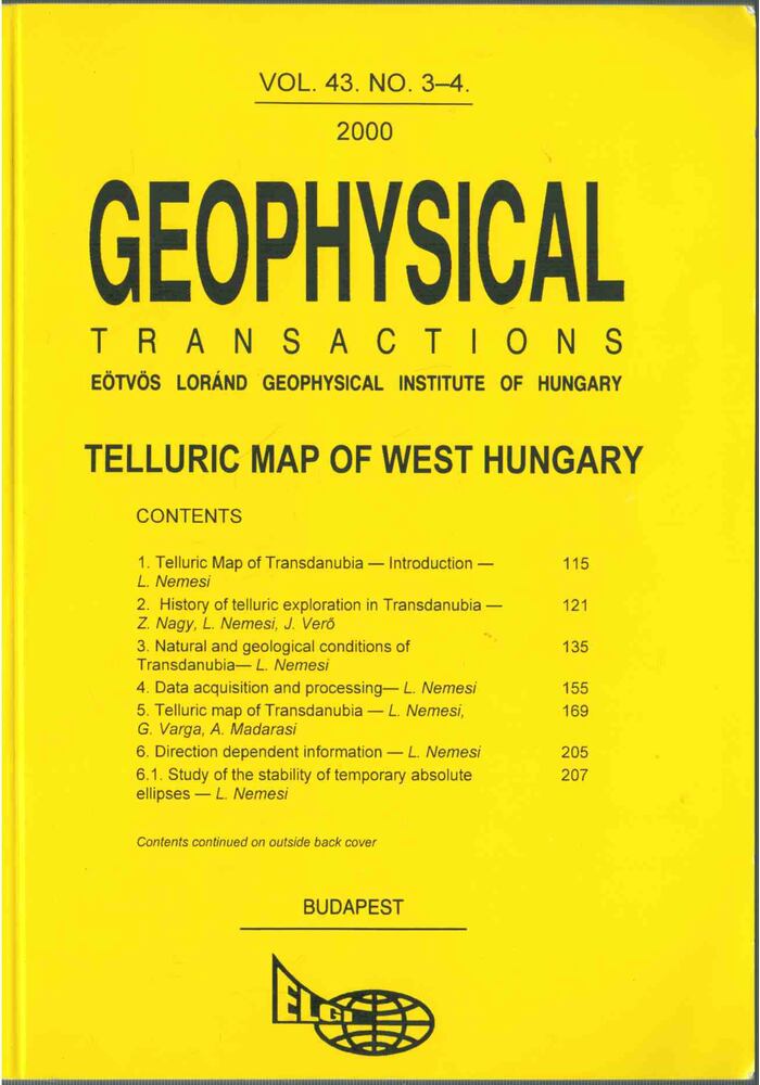 Hegybíró Zsuzsanna - Geophysical Transactions vol. 43. no. 3-4. [antikvár]