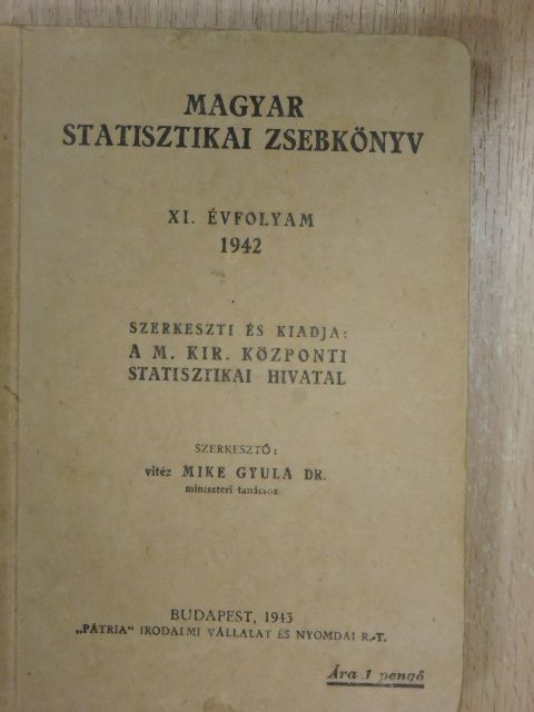 Magyar statisztikai zsebkönyv 1942. [antikvár]