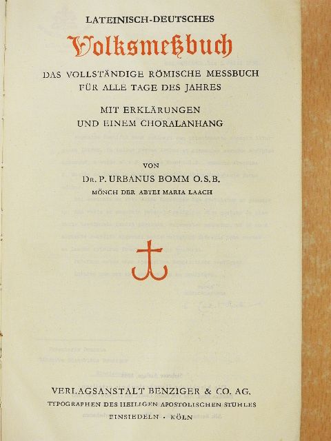 Dr. P. Urbanus Bomm - Lateinisch-Deutsches Volksmeßbuch [antikvár]
