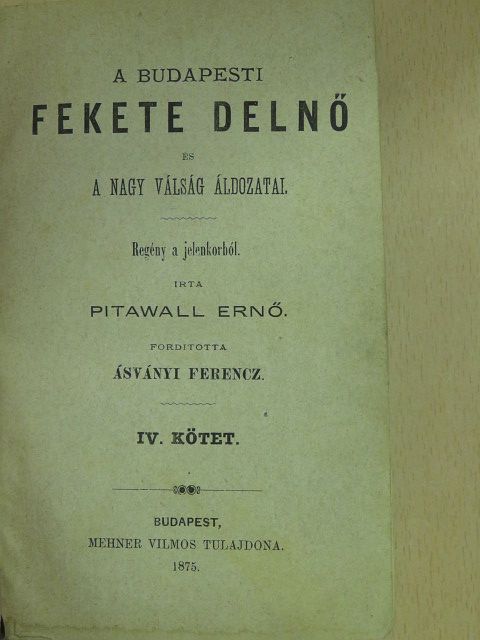 Pitawall Ernő - A budapesti fekete delnő IV. (töredék) [antikvár]