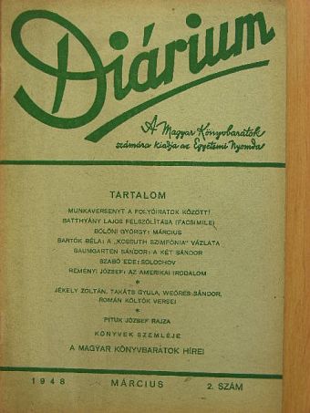 Bartók Béla - Diárium 1948. március [antikvár]