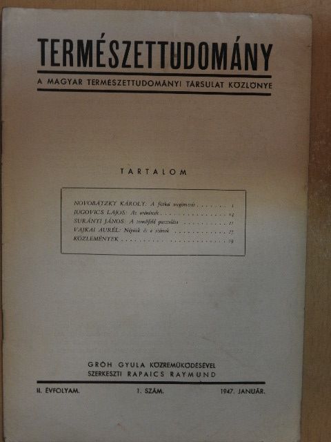 Jugovics Lajos - Természettudomány 1947. január [antikvár]