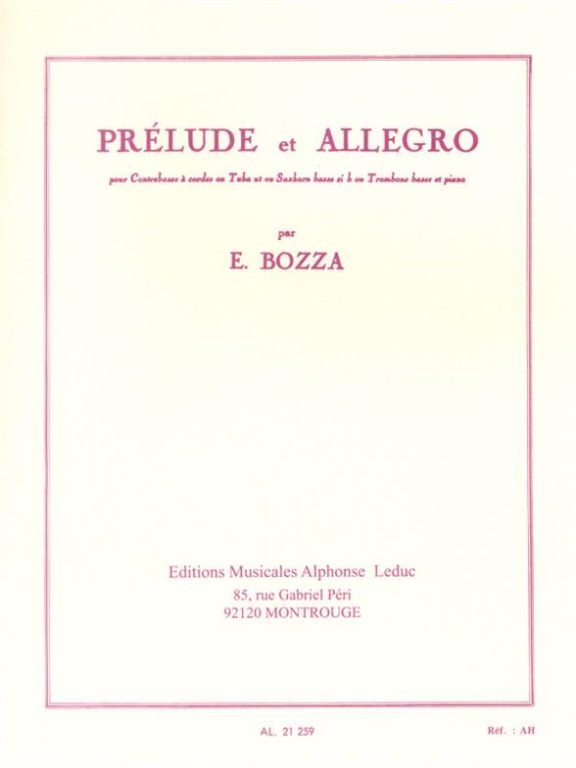 BOZZA, E. - PRÉLUDE ET ALLEGRO POUR CONTREBASSE OU TUBA UT ET PIANO