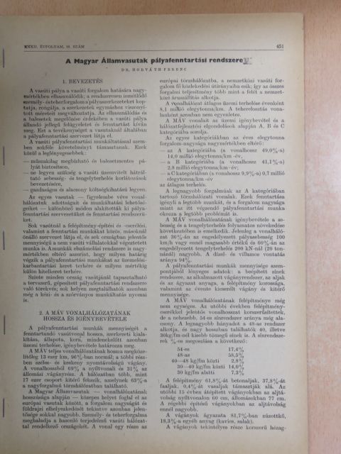 Dr. Horváth Ferenc - A Magyar Államvasutak pályafenntartási rendszere [antikvár]