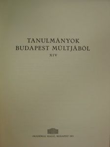 Barta István - Tanulmányok Budapest múltjából XIV. [antikvár]
