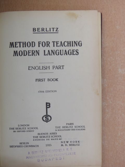 M. D. Berlitz - Method for Teaching Modern Languages I. [antikvár]