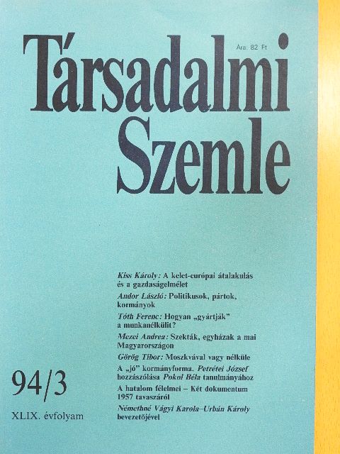 Andor László - Társadalmi Szemle 1994. március [antikvár]