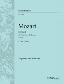 MOZART, W,A, - KONZERT FÜR HORN UND ORCHESTER D-DUR KV 412 (386b) KLAVIERAUSZUG
