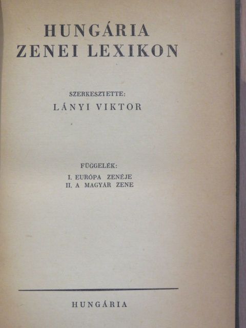 Hungária zenei lexikon [antikvár]