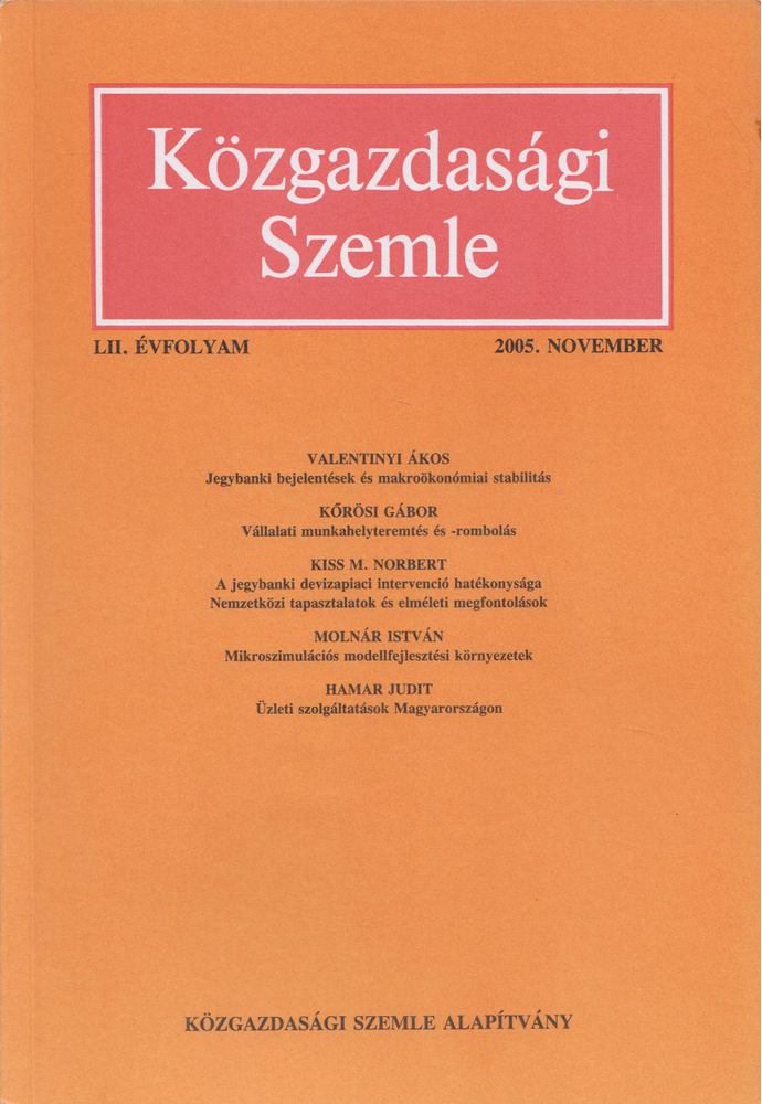 Szabó Katalin - Közgazdasági Szemle LII. évfolyam 2005. november [antikvár]