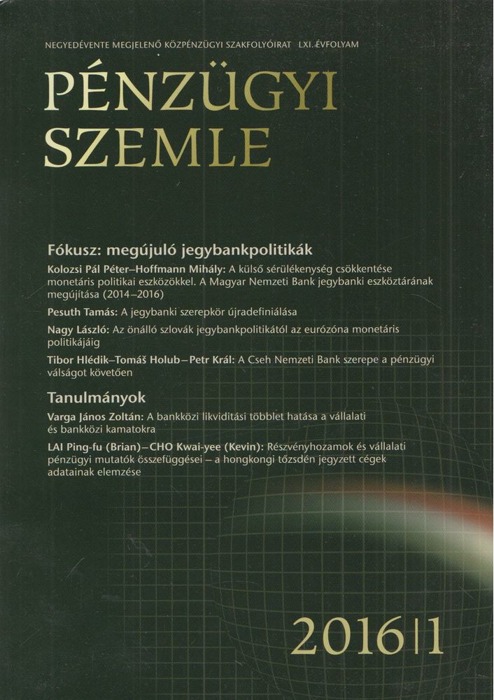 Németh Erzsébet (szerk.) - Pénzügyi Szemle / Public Finance Quarterly 2016/1. [antikvár]
