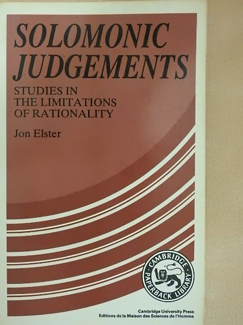 Jon Elster - Solomonic Judgements [antikvár]