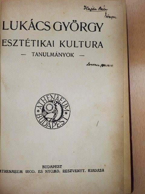 Lukács György - Esztétikai kultura [antikvár]