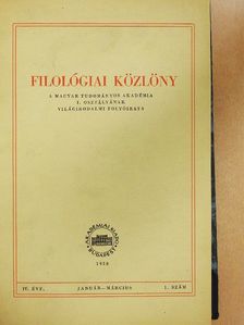 Balázs János - Filológiai Közlöny 1958/1-4. [antikvár]