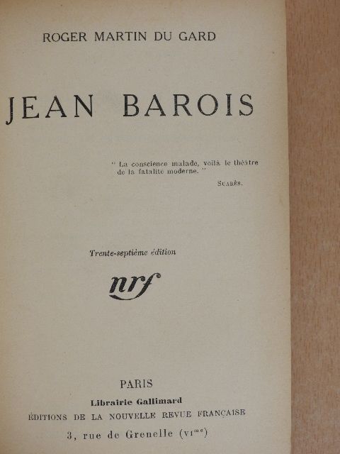 Roger Martin du Gard - Jean Barois [antikvár]