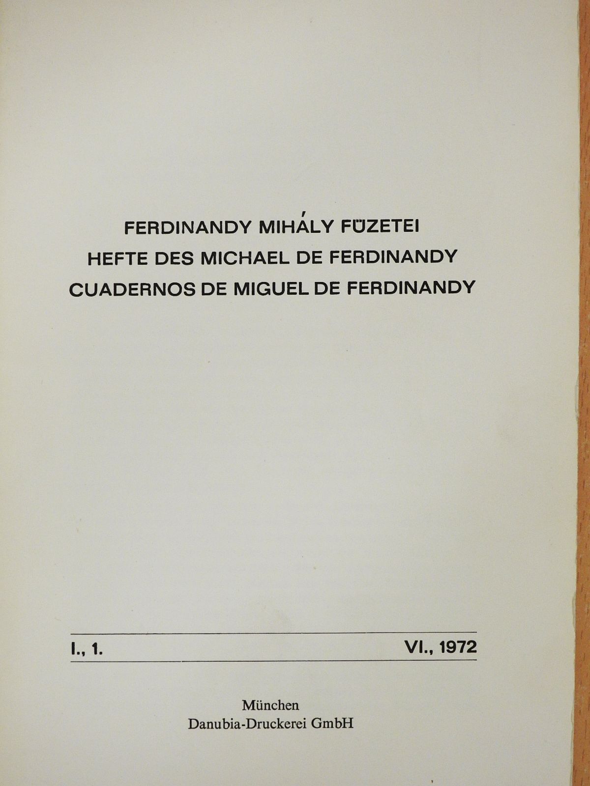 Ferdinandy Mihály - Ferdinandy Mihály füzetei I/1. (dedikált példány) [antikvár]