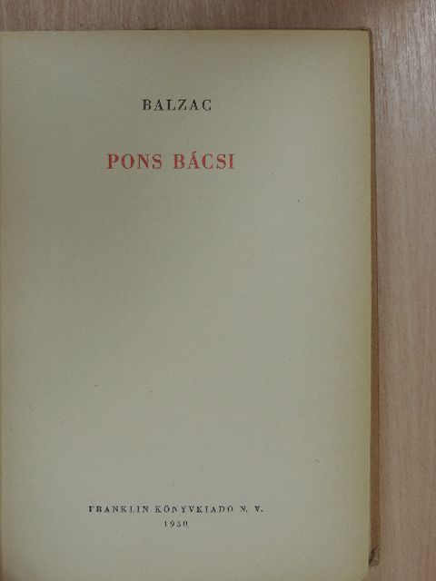 Honoré de Balzac - Pons bácsi [antikvár]