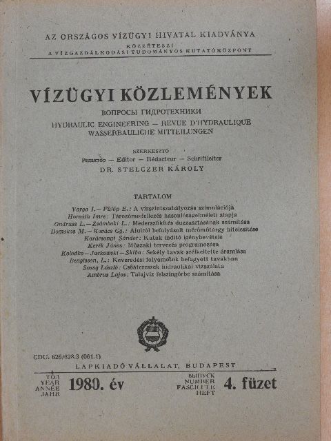 Fülöp E. - Vízügyi Közlemények 1980/4. [antikvár]