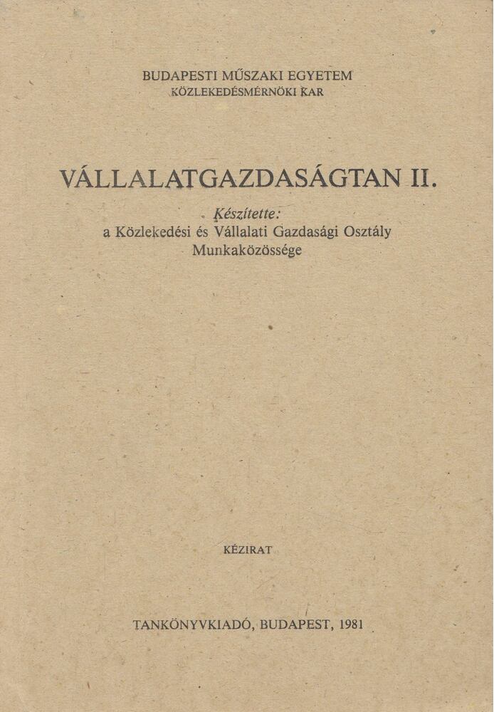 Dr. Borotvás Elemér - Vállalatgazdaságtan II. [antikvár]