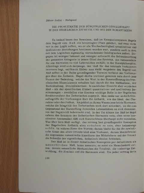 Zoltai Dénes - Die Problematik der Bürgerlichen Gesellschaft in der Hegelschen Ästhetik und bei den Romantikern [antikvár]