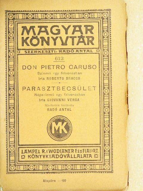 Giovanni Verga - Don Pietro Caruso/Parasztbecsület [antikvár]