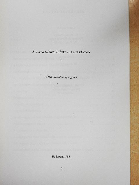 dr. Bárány Györgyi - Állat-egészségügyi igazgatástan I. [antikvár]